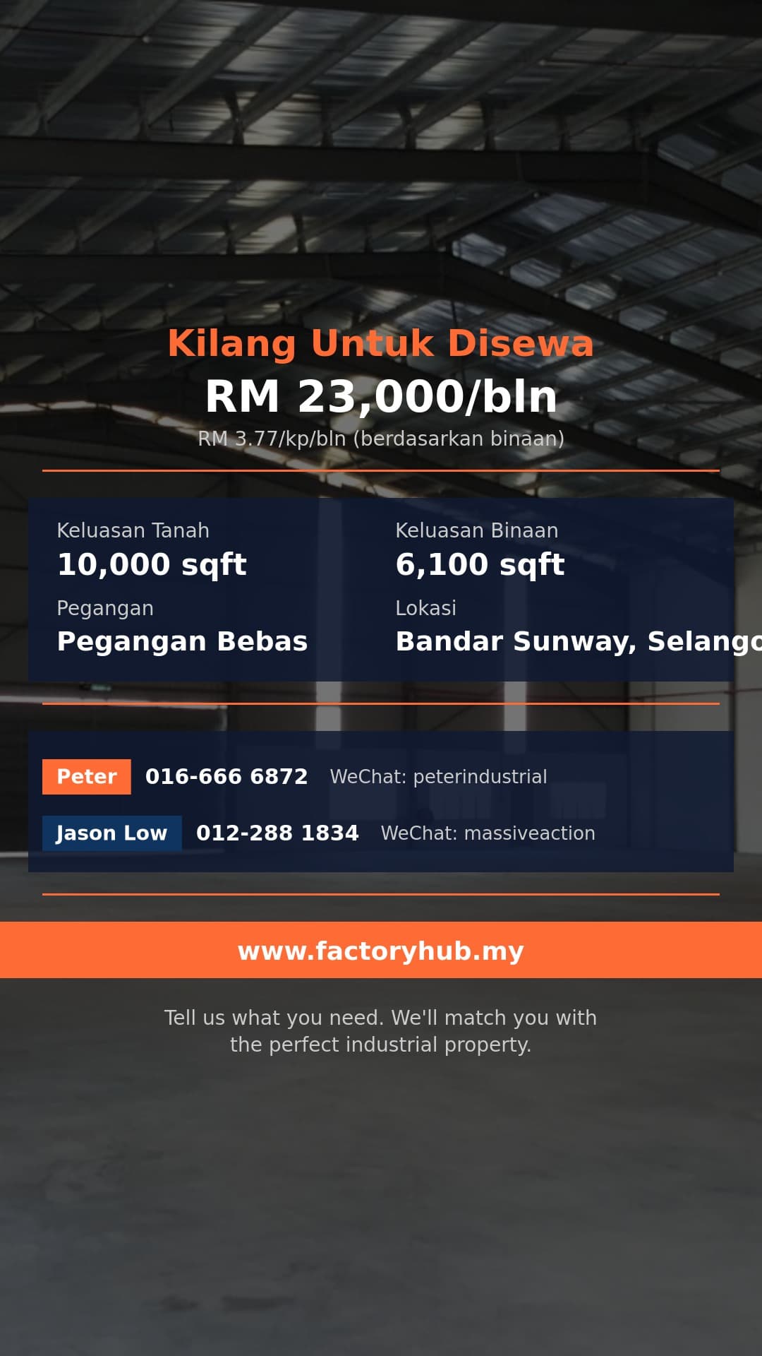 Kilang Untuk Disewa - Kilang Sesebuah untuk Disewa di Bandar Sunway – RM23K/bln 6100kp - Bandar Sunway, Selangor Kilang Untuk Disewa - Kilang Sesebuah untuk Disewa di Bandar Sunway – RM23K/bln 6100kp - Bandar Sunway, Selangor