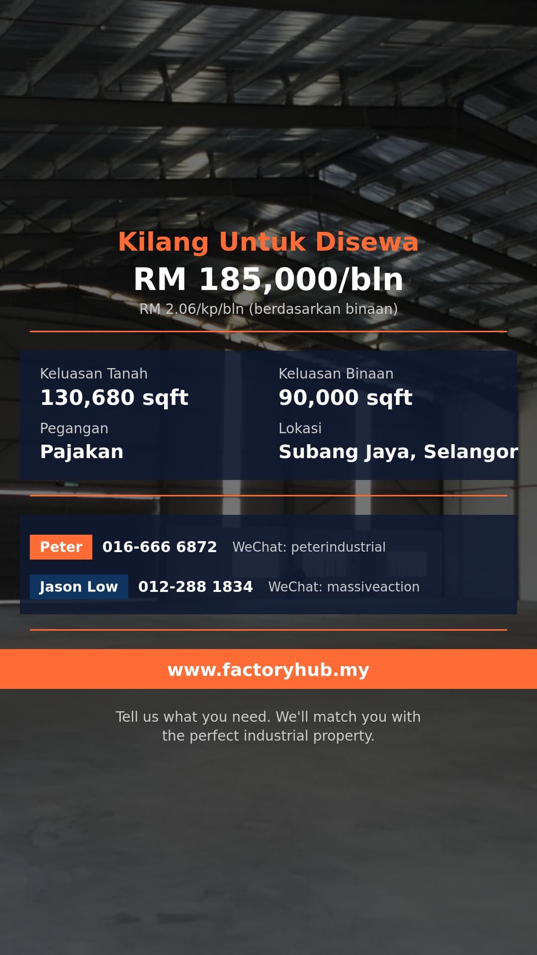 Kilang Untuk Disewa - Gudang Untuk Disewa di Subang Jaya - 90,000 kaki persegi - Subang Jaya, Selangor Kilang Untuk Disewa - Gudang Untuk Disewa di Subang Jaya - 90,000 kaki persegi - Subang Jaya, Selangor