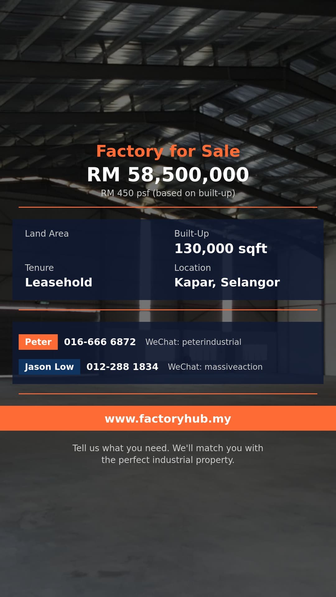 Factory For Sale - Kapar Detached Factory for Sale – RM58.5M 130000sf - Kapar, Selangor Factory For Sale - Kapar Detached Factory for Sale – RM58.5M 130000sf - Kapar, Selangor