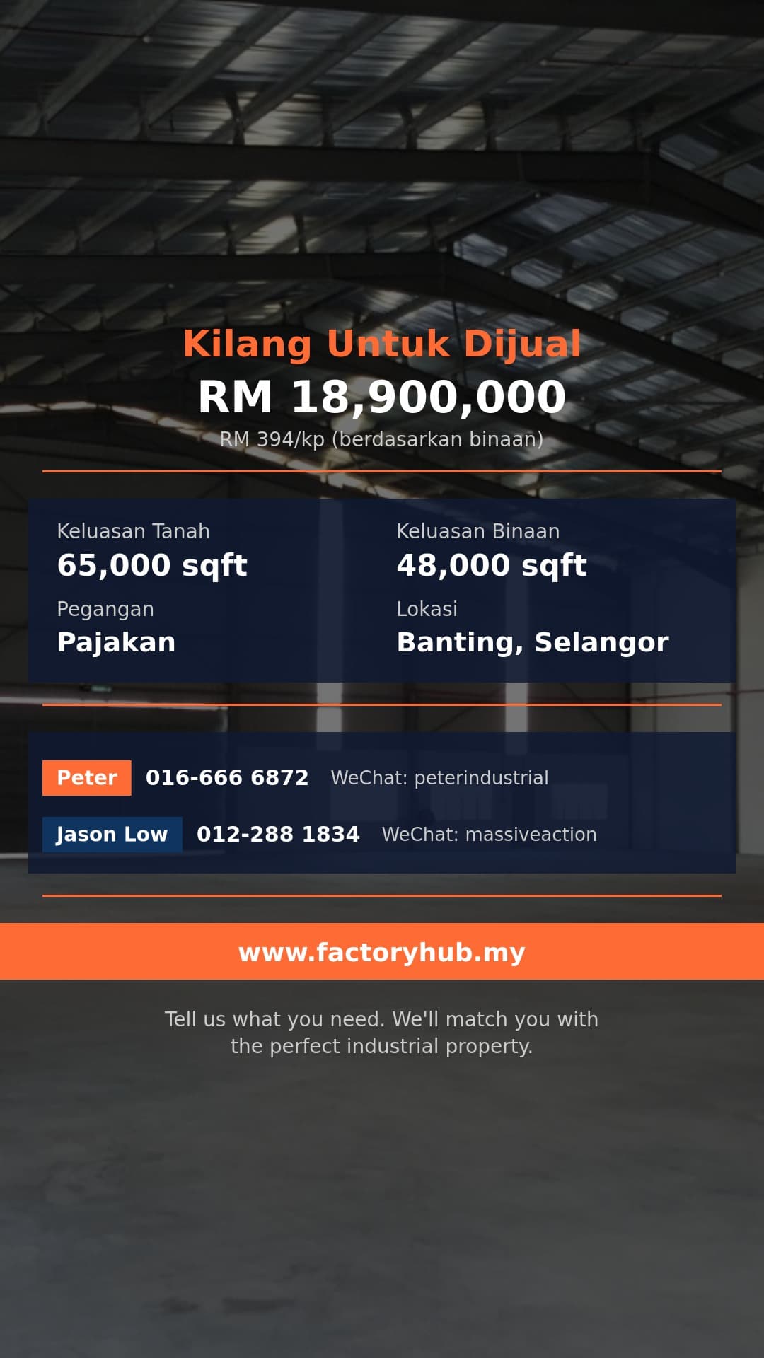 Kilang Untuk Dijual - Kilang Berasingan Untuk Dijual di Banting, Selangor - 48,000 kaki persegi - Banting, Selangor Kilang Untuk Dijual - Kilang Berasingan Untuk Dijual di Banting, Selangor - 48,000 kaki persegi - Banting, Selangor